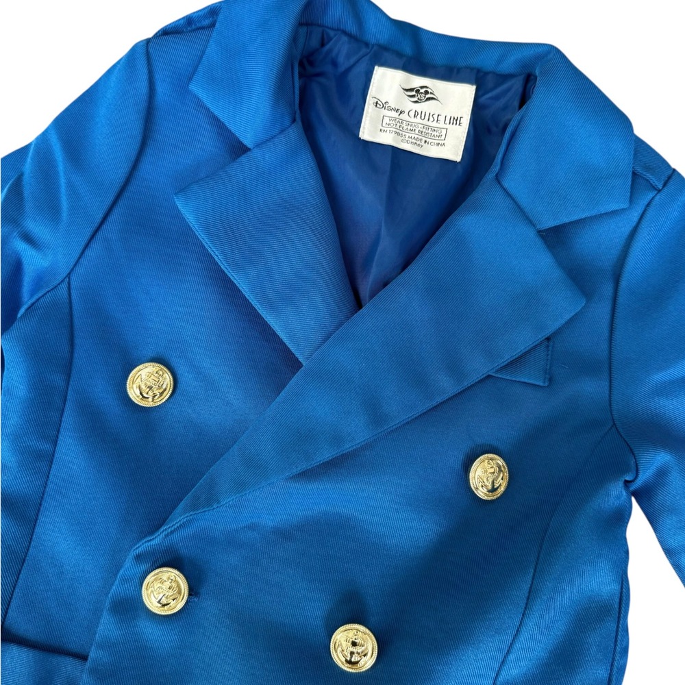 Disney Cruise Line Captain Costume Blazer Jacket Blue Gold Anchor Kids XS